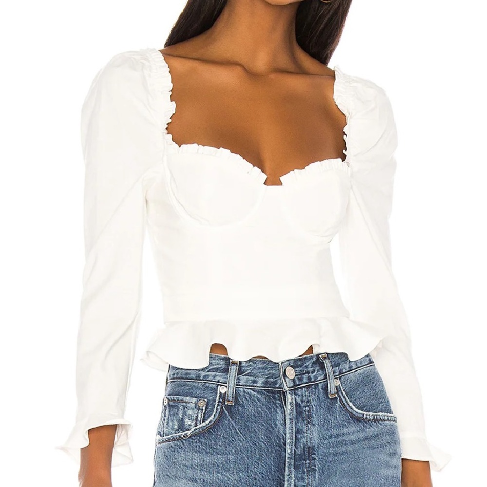 REVOLVE White Ruffle Long Sleeve Top